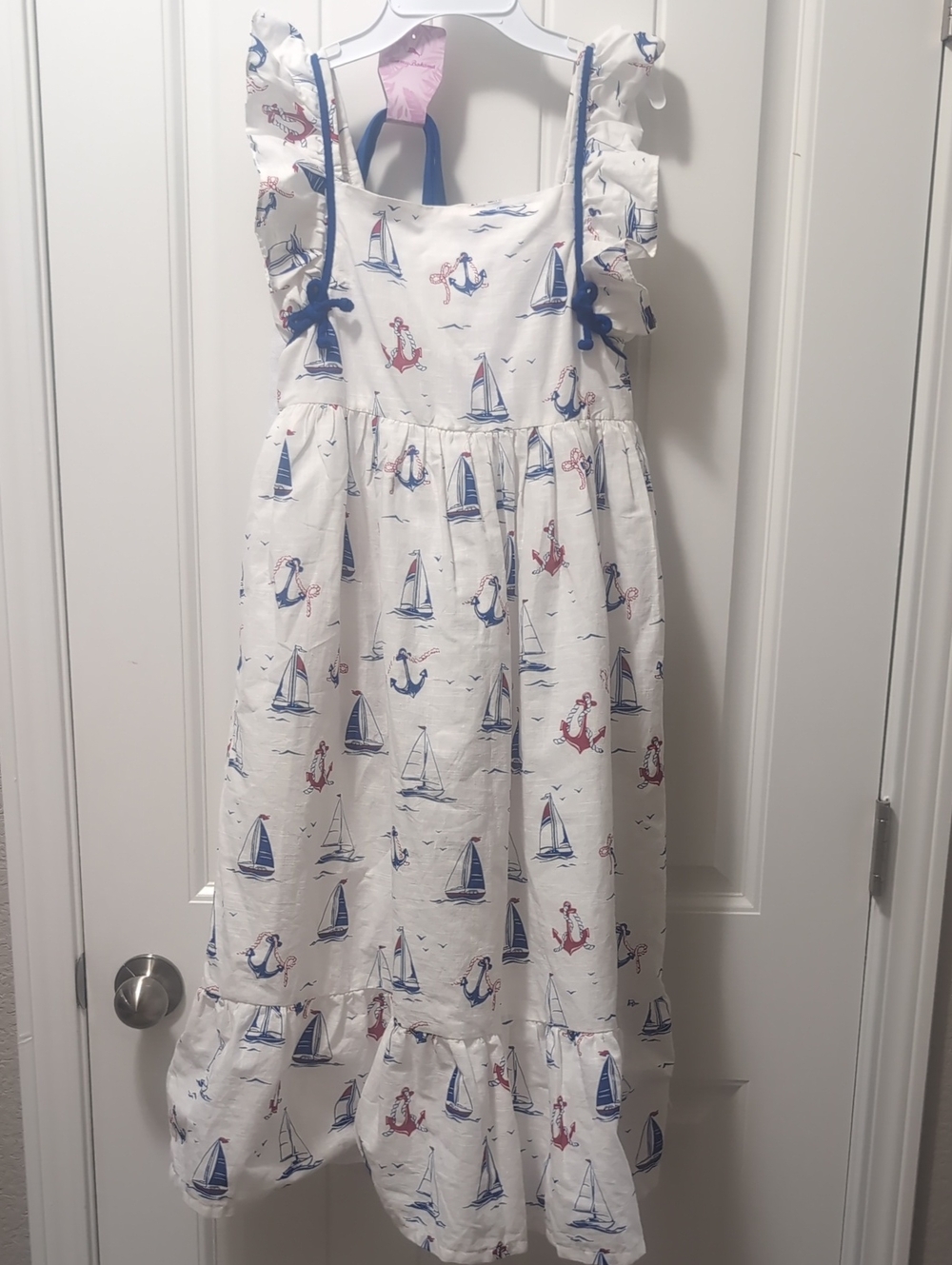 Tommy Bahama Nautical Flutter Sleeve Dress With Purse 12 Nwt